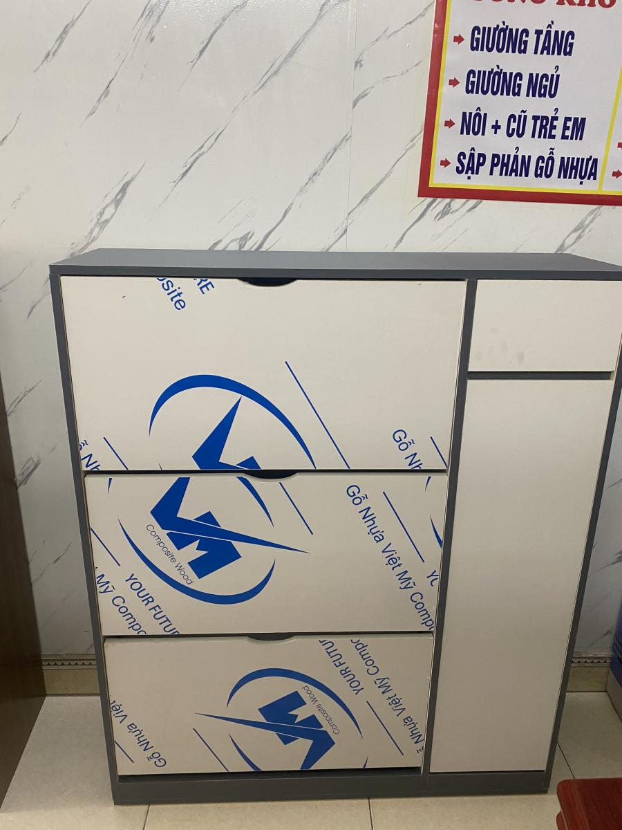 Tủ Giày Nhựa Đặc Màu Ghi Ngang 1m Tại Hải Phòng